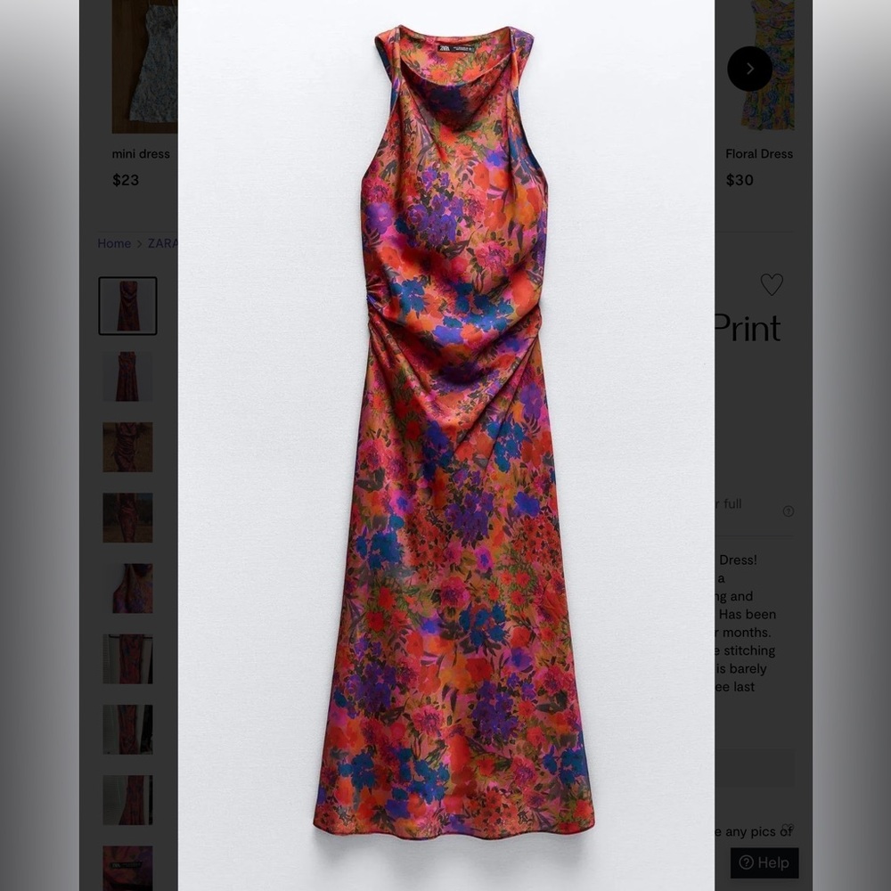 Zara Floral Print Midi Dress